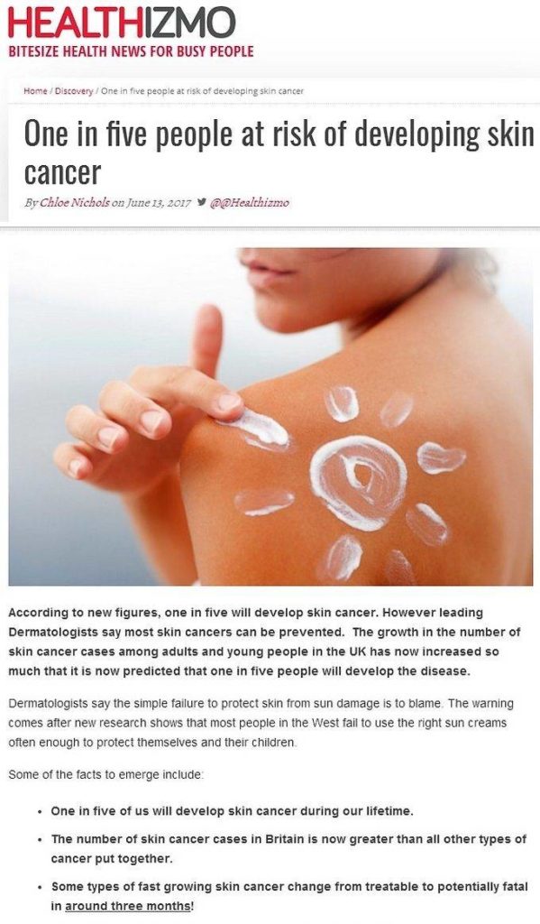 Healthizmo article skin cancer risk
