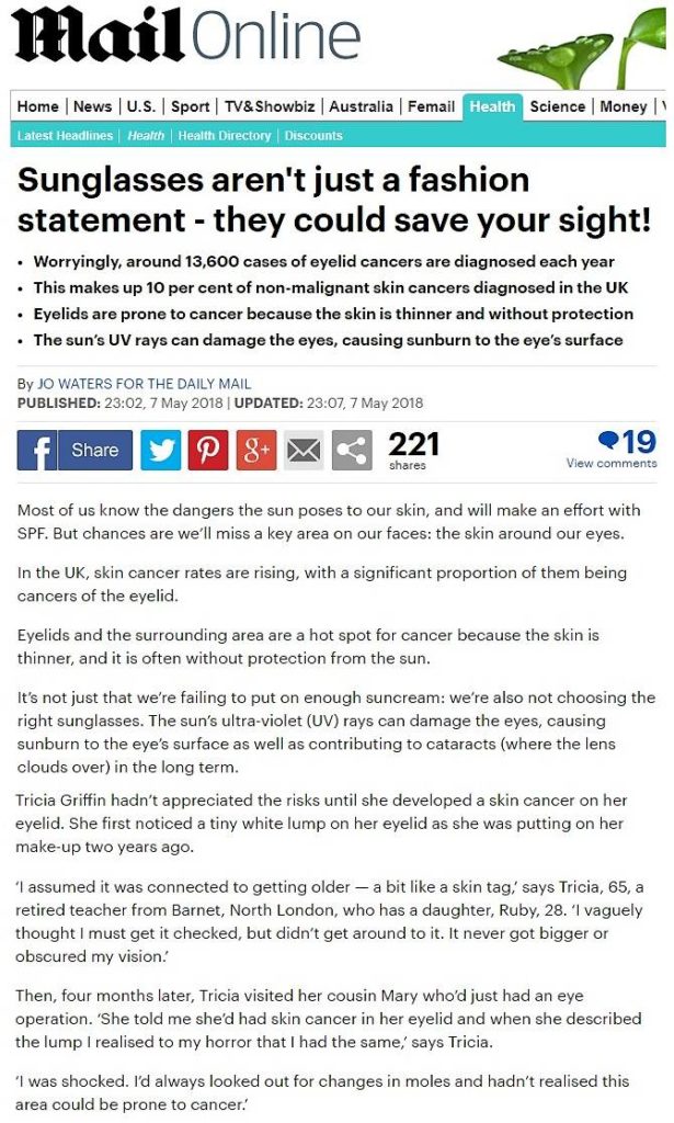 Eyelid cancer article Mail health