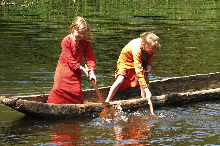 Children playing on the water