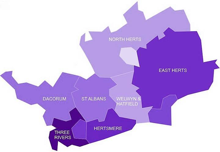 Infection rates across Hertfordshire