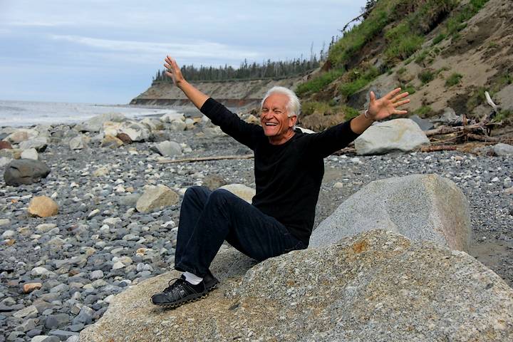 Older man enjoying time on beach