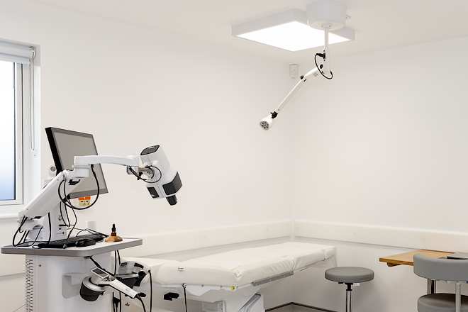 Dermatology laser in treatment room