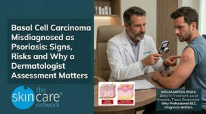 Learn how basal cell carcinoma can be mistaken for psoriasis, key warning signs, risks of delayed diagnosis and why dermatologist assessment is vital.