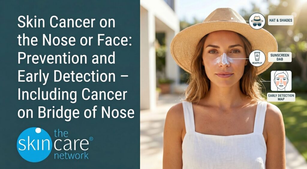 Learn the early signs of skin cancer on the nose and face, including the bridge of the nose, plus prevention tips and when to see a dermatologist.