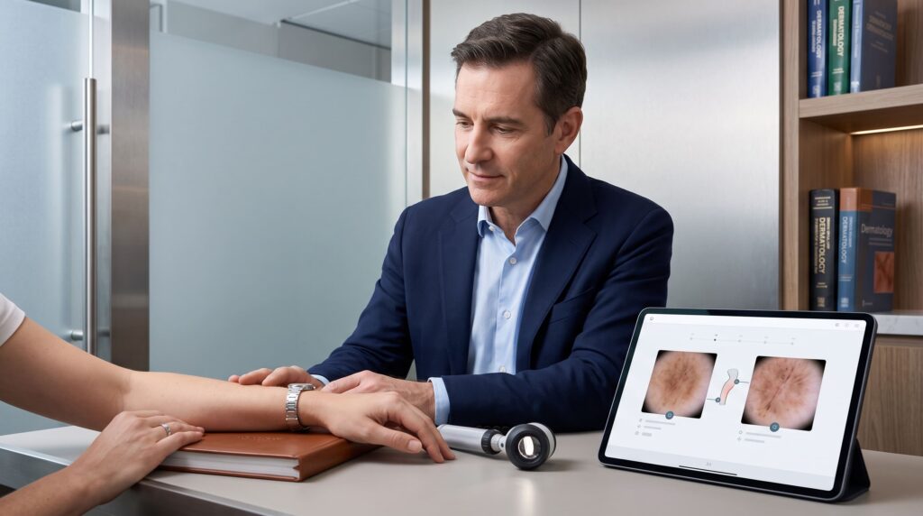Learn how to tell seborrhoeic keratosis from melanoma, why they can look similar and when dermoscopy or specialist assessment may be needed.